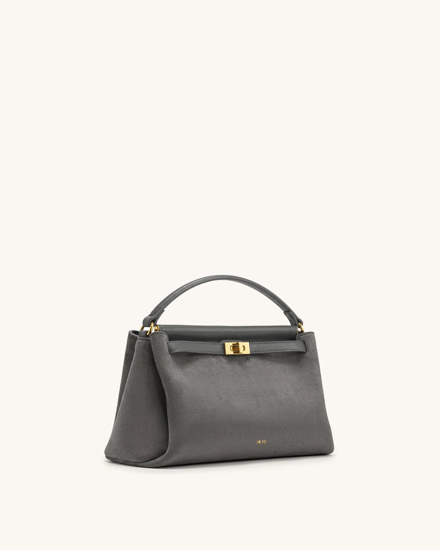 Carmen Faux Suede Top Handle Bag - Dark Gray