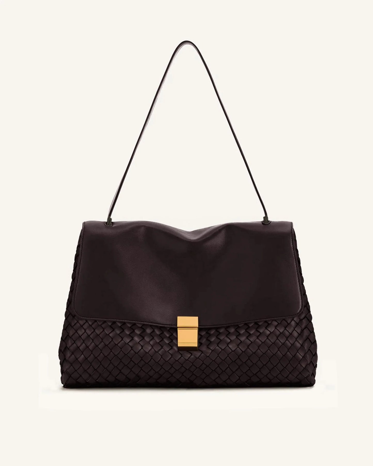 Hilary Woven Shoulder Bag - Dark Brown