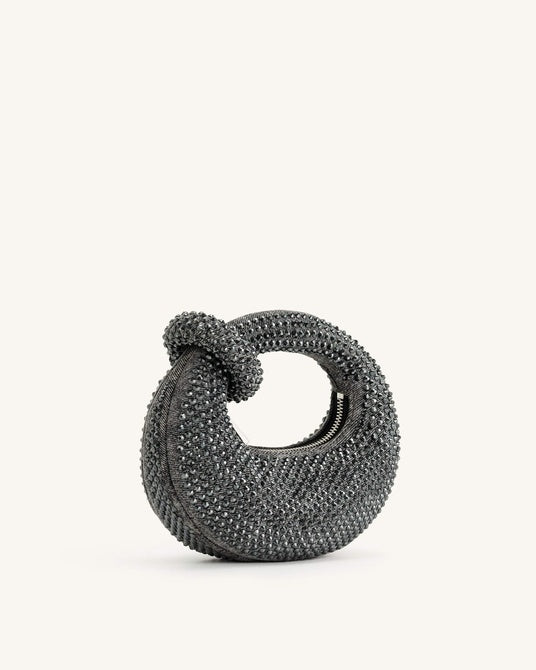 Abacus Artificial Crystal Mini Top Handle bag - Anthracite