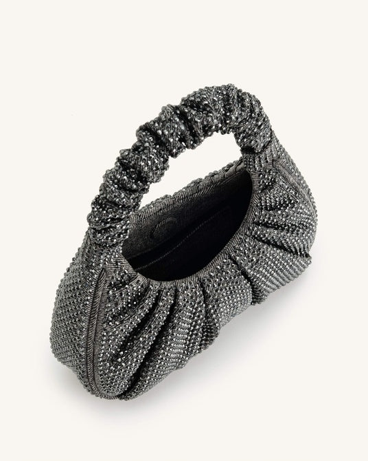 ŚrGabbi Artificial Crystal Medium Handbag - Anthractite
