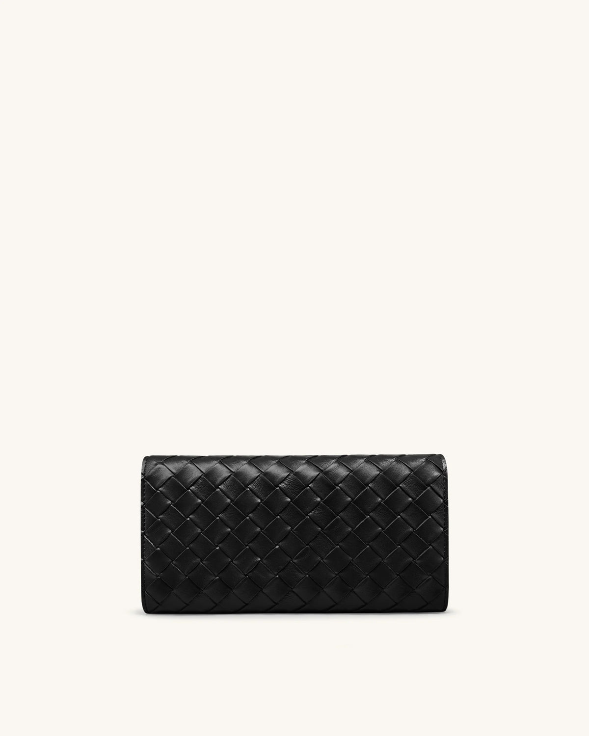 Woven Texture Flap Wallet - Black