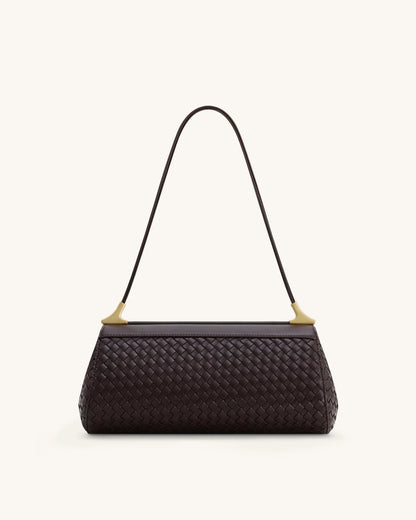 Eloise Woven Shoulder Bag - Dark Brown