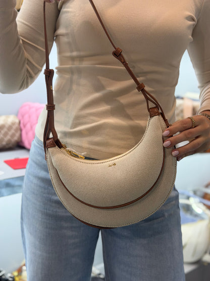 Sharon Crossbody Bag - Brown canvas