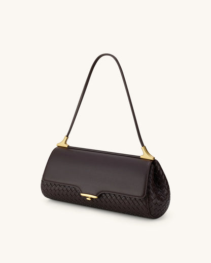 Eloise Woven Shoulder Bag - Dark Brown