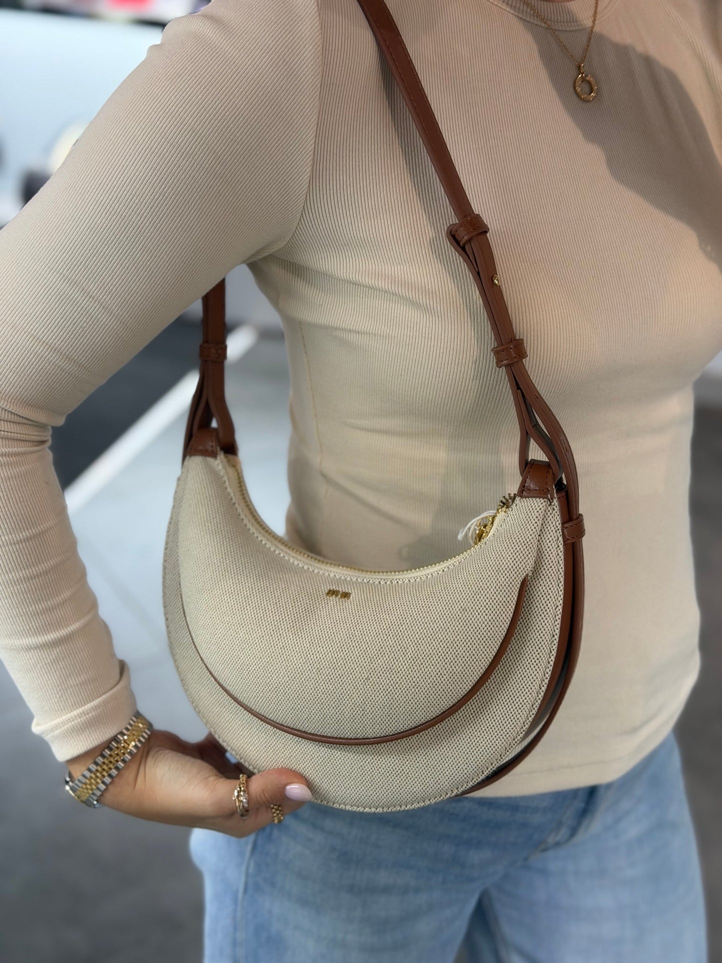 Sharon Crossbody Bag - Brown canvas