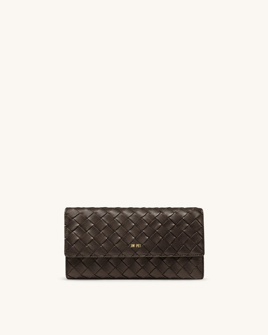 Woven Texture Flap Wallet - Chocolate