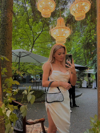 EVA ARTIFICIAL CRYSTAL MINI SHOULDER BAG - Black