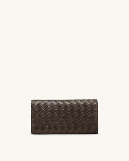 Woven Texture Flap Wallet - Chocolate