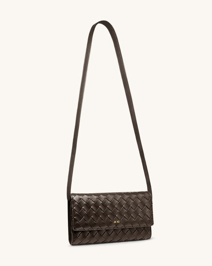 Woven Texture Flap Wallet - Chocolate