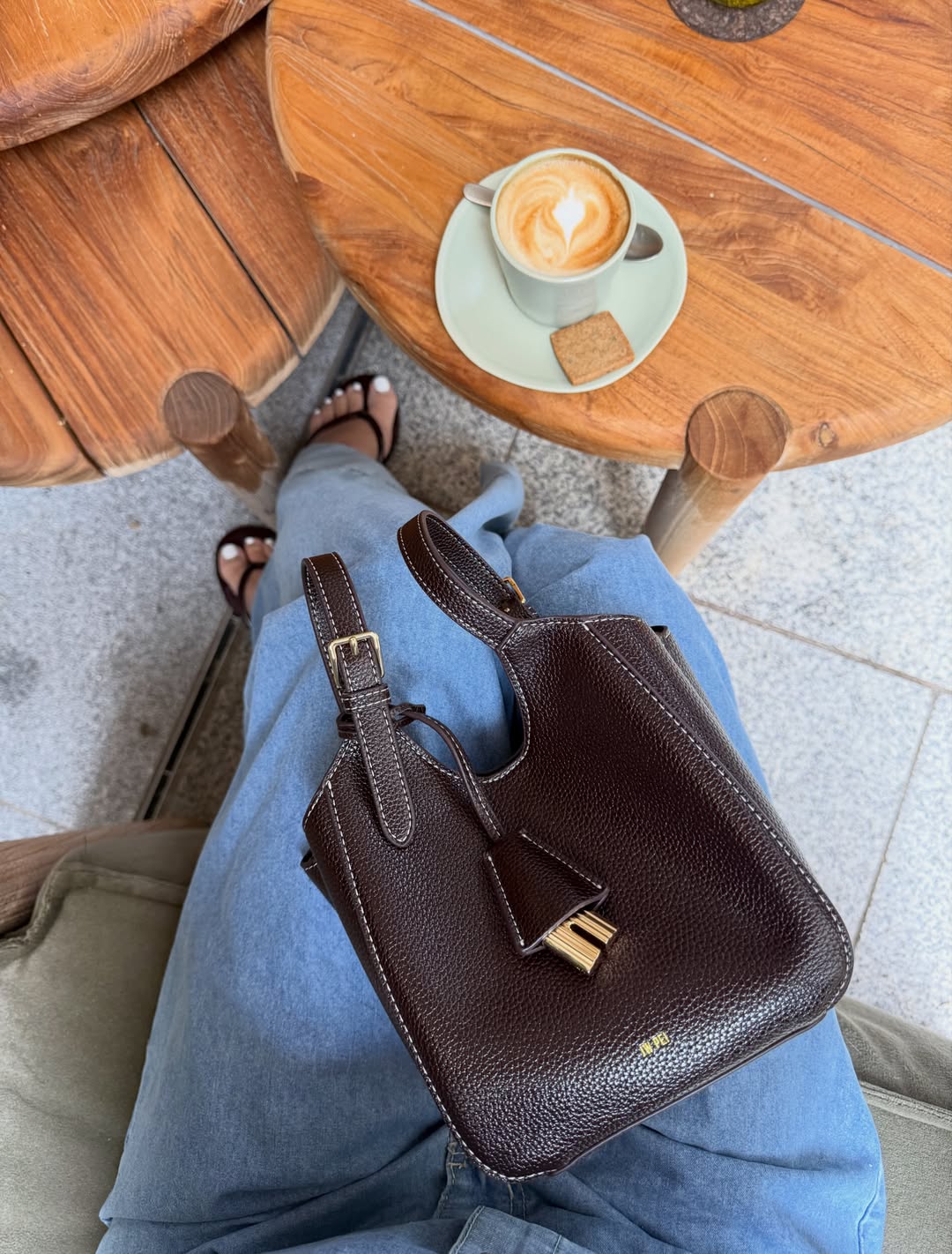 Ines Padlock Tote Bag - Dark Brown