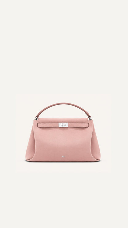 Carmen Faux Suede Top Handle Bag - Gray Pink