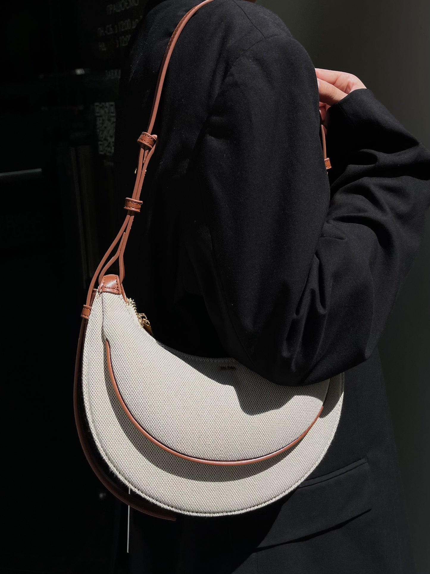 Sharon Crossbody Bag - Brown canvas