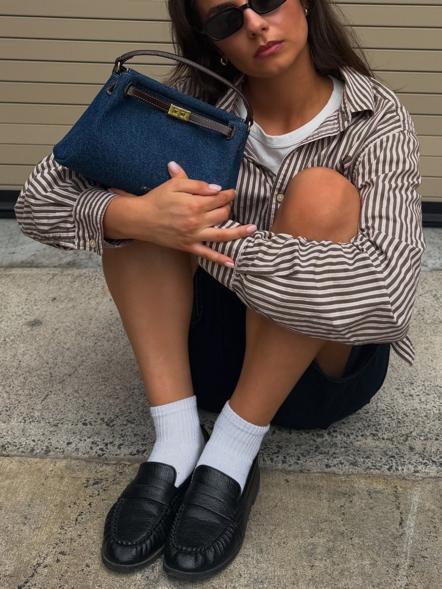 Carmen Top Handle Bag - Blue Denim