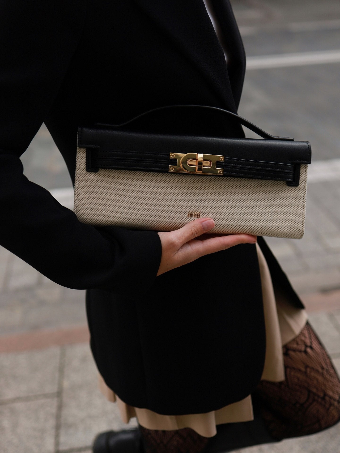 Bria Structured Top Handle Bag - Black Canvas