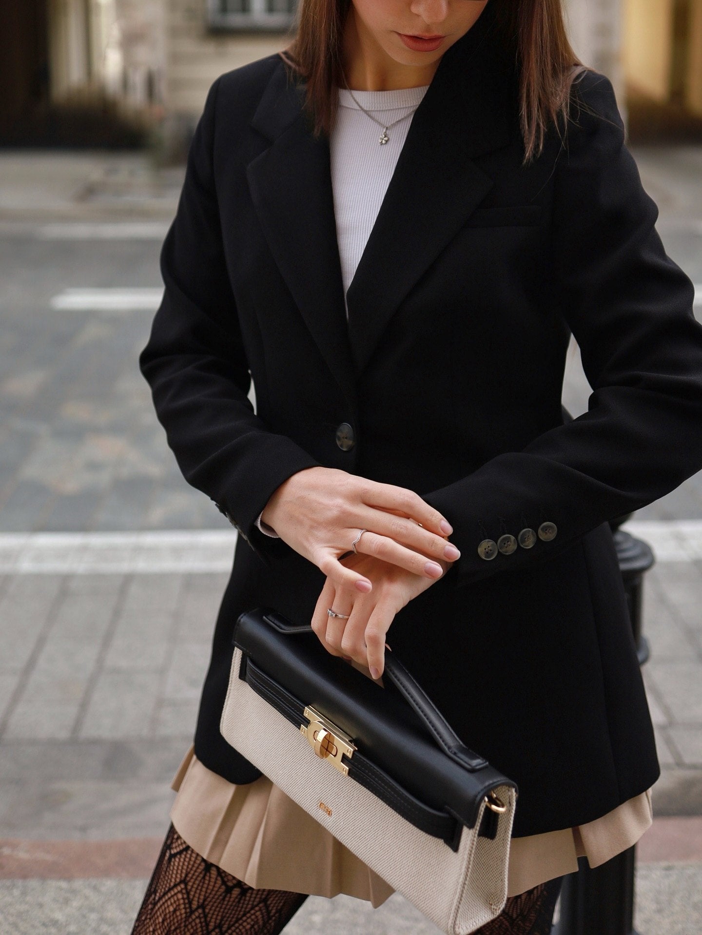 Bria Structured Top Handle Bag - Black Canvas