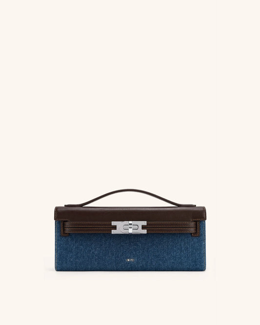 Bria Structured Top Handle Bag - Blue Denim