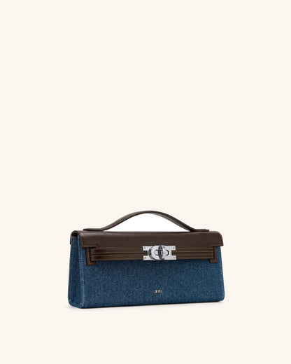 Bria Structured Top Handle Bag - Blue Denim