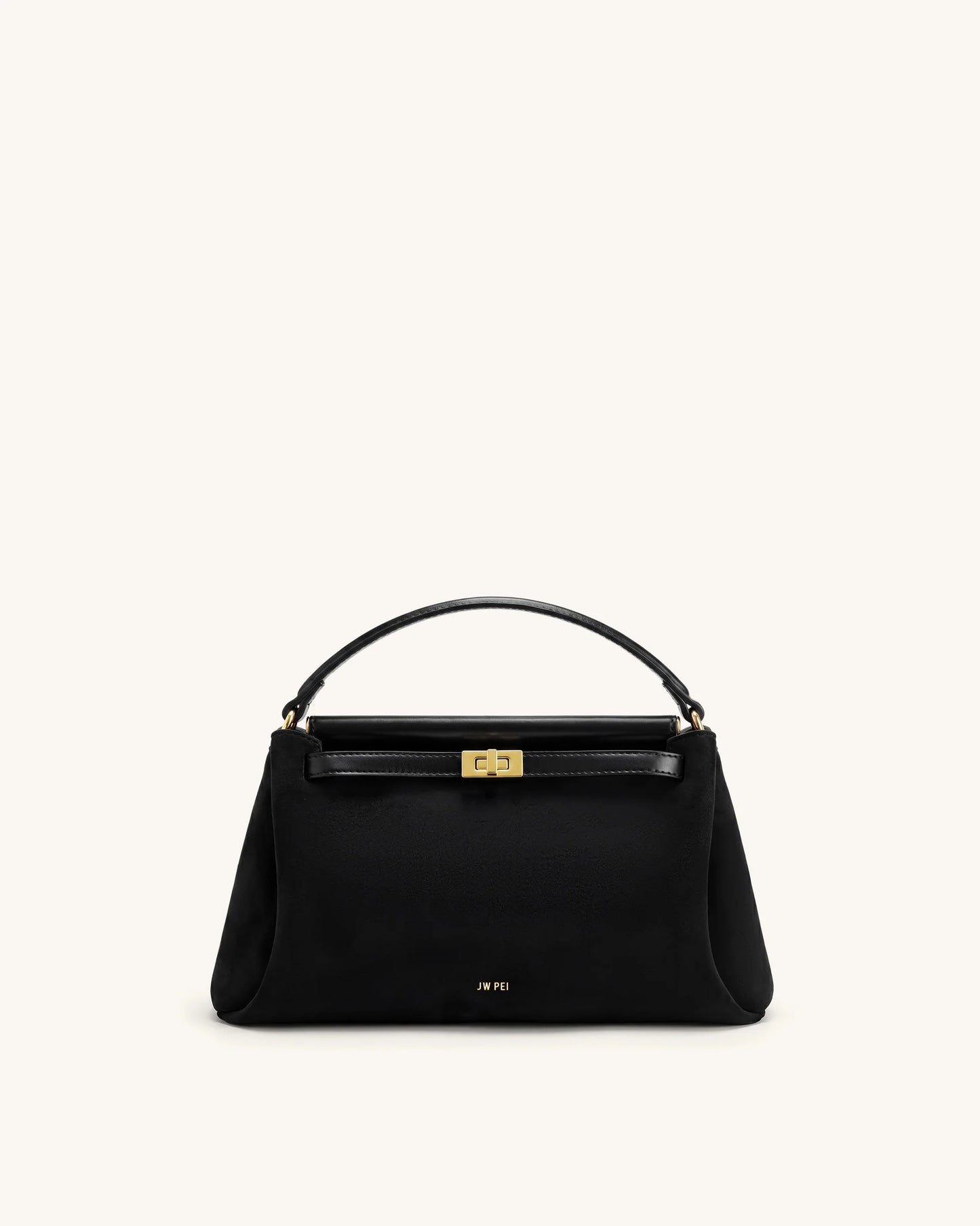 Carmen Faux Suede Top Handle Bag - Black