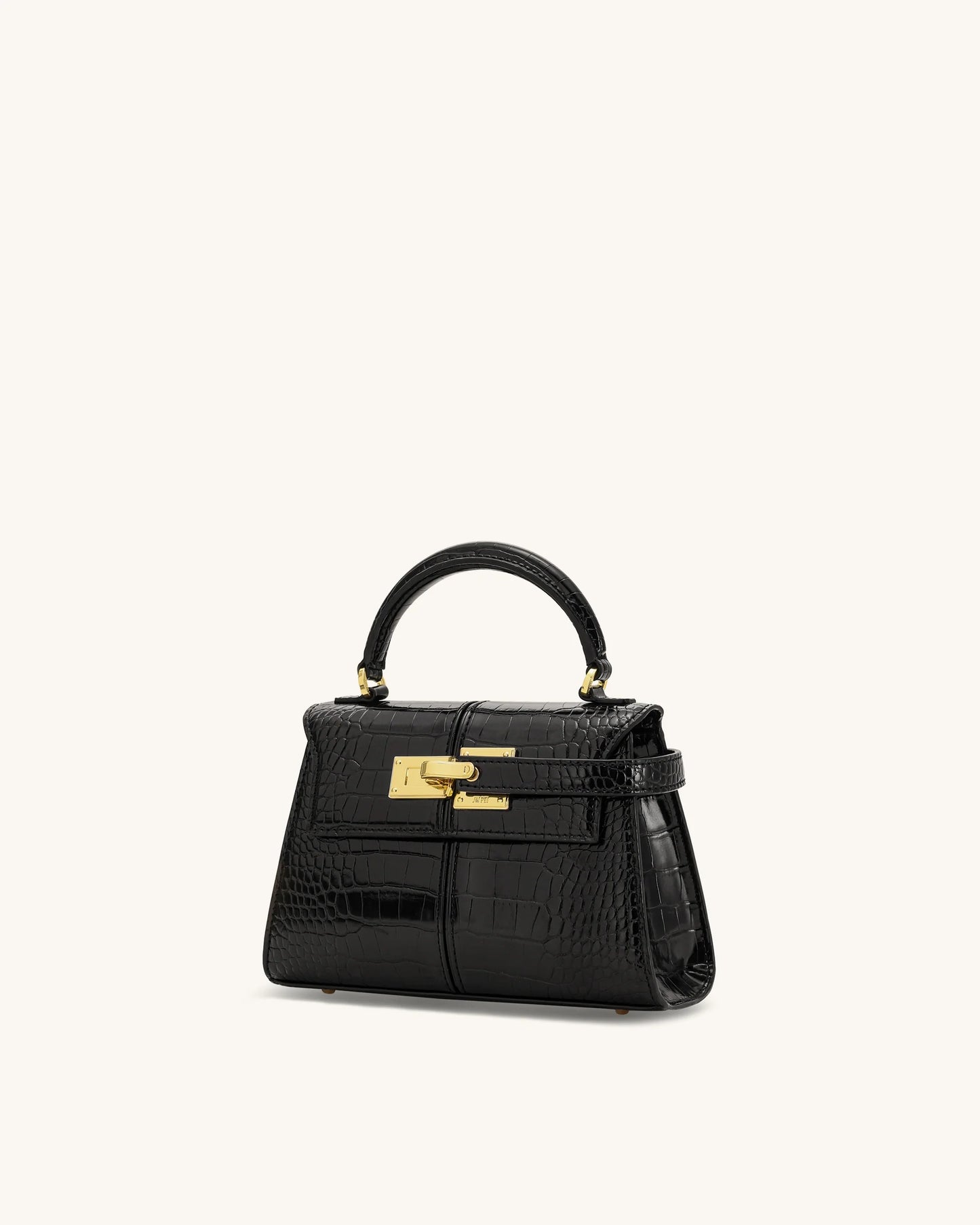 Elise Top Handle Bag - Black Croc