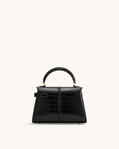 Elise Top Handle Bag - Black Croc