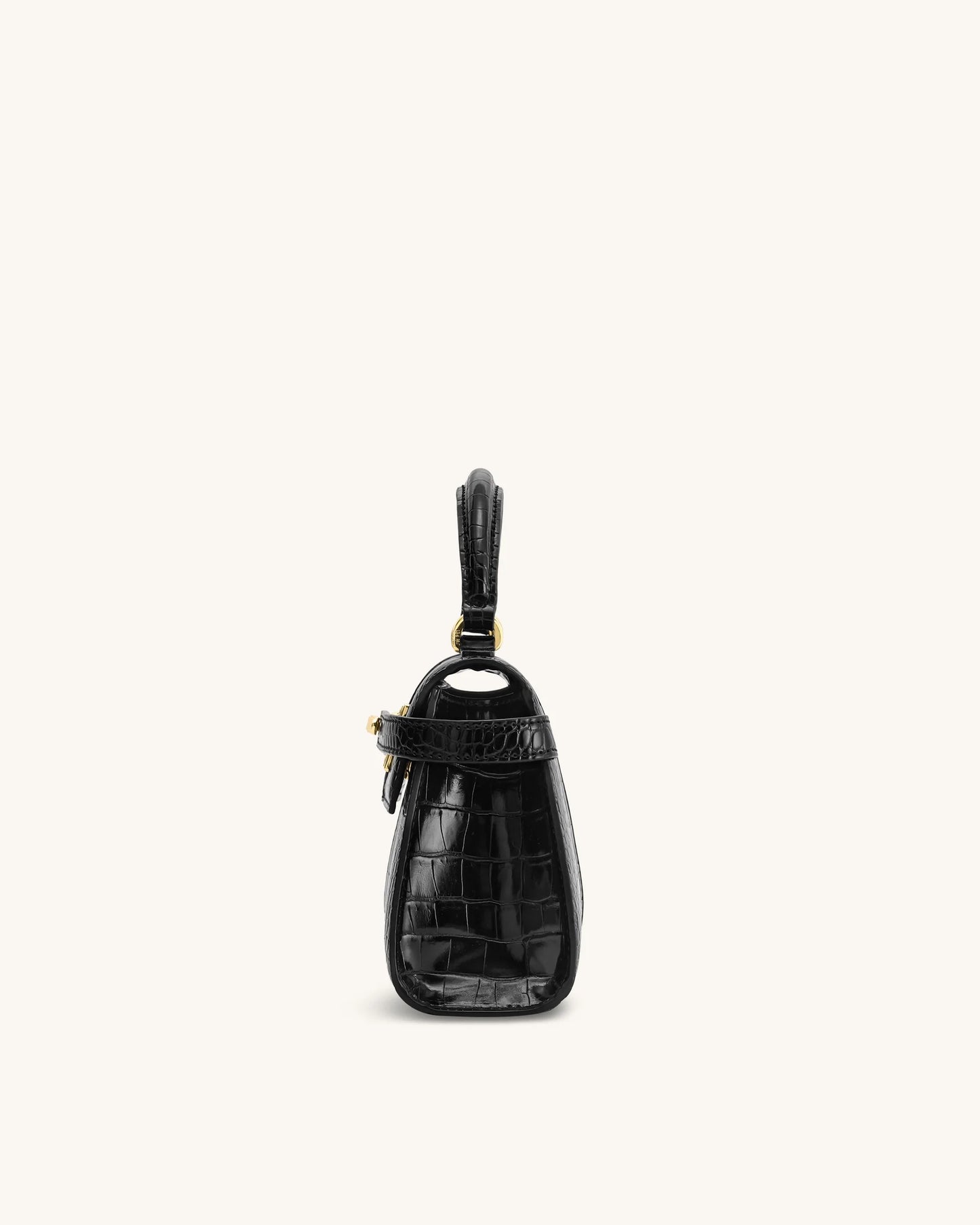 Elise Top Handle Bag - Black Croc