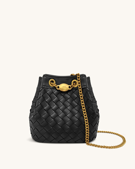 Yara Hand-Woven Bucket Bag - Black