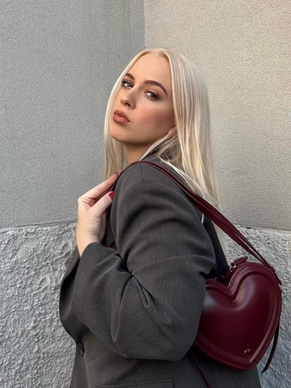 Arlene Heart Bag - Claret