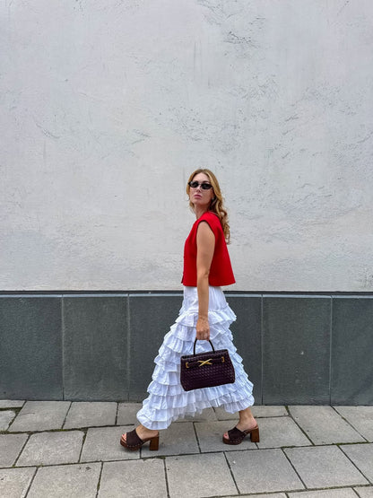Elora Woven Tote Bag - Deep Burgundy
