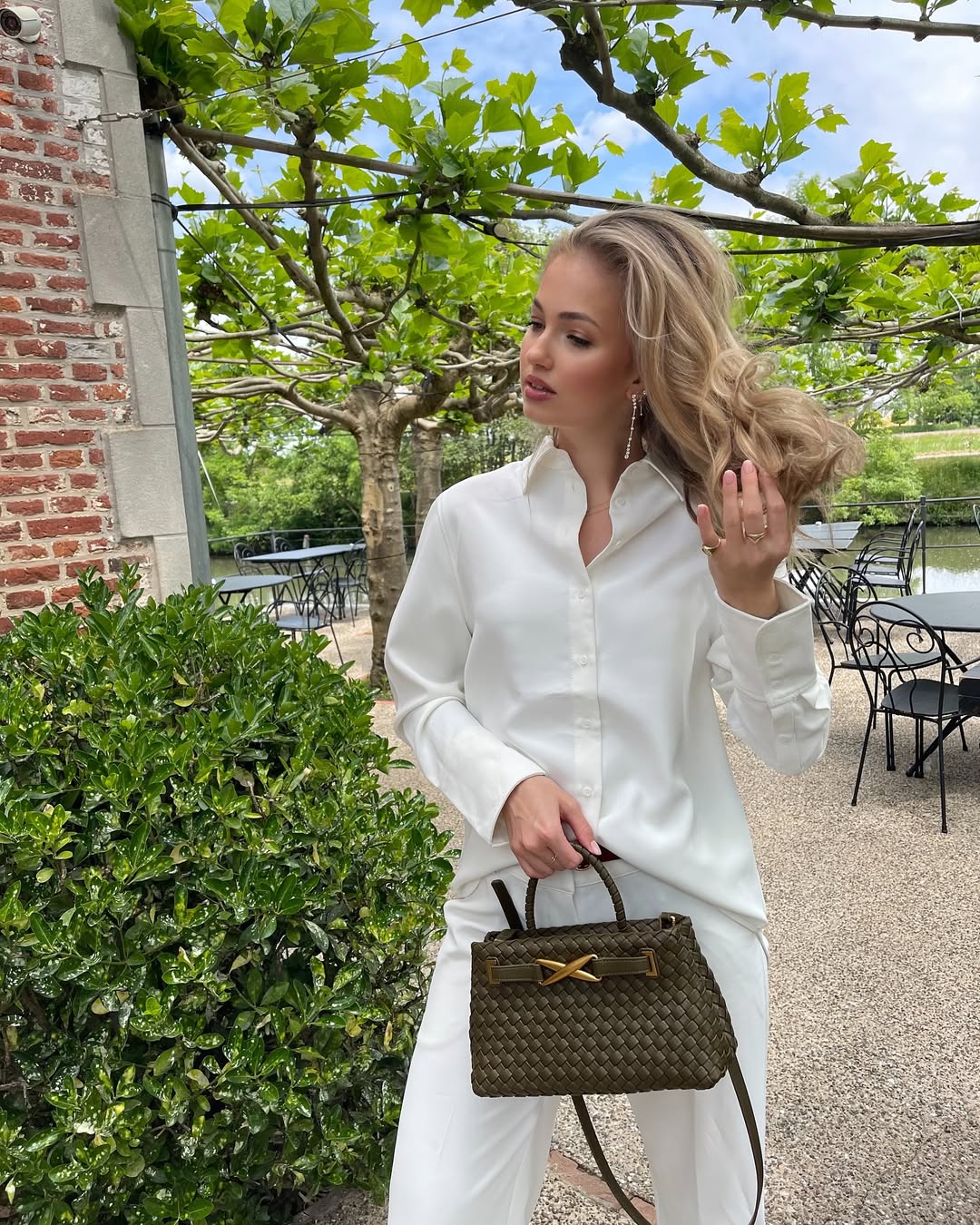 Elora Woven Tote Bag - Dark Olive