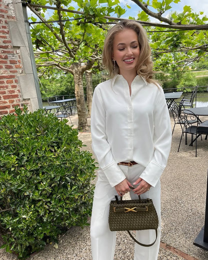 Elora Woven Tote Bag - Dark Olive