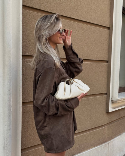 Lila Metal Frame Clutch - Ivory