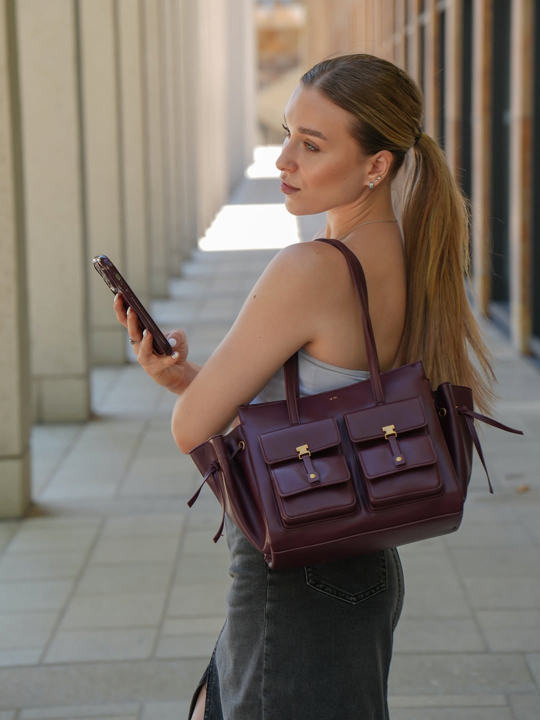 Linda Tote Bag - Deep Burgundy