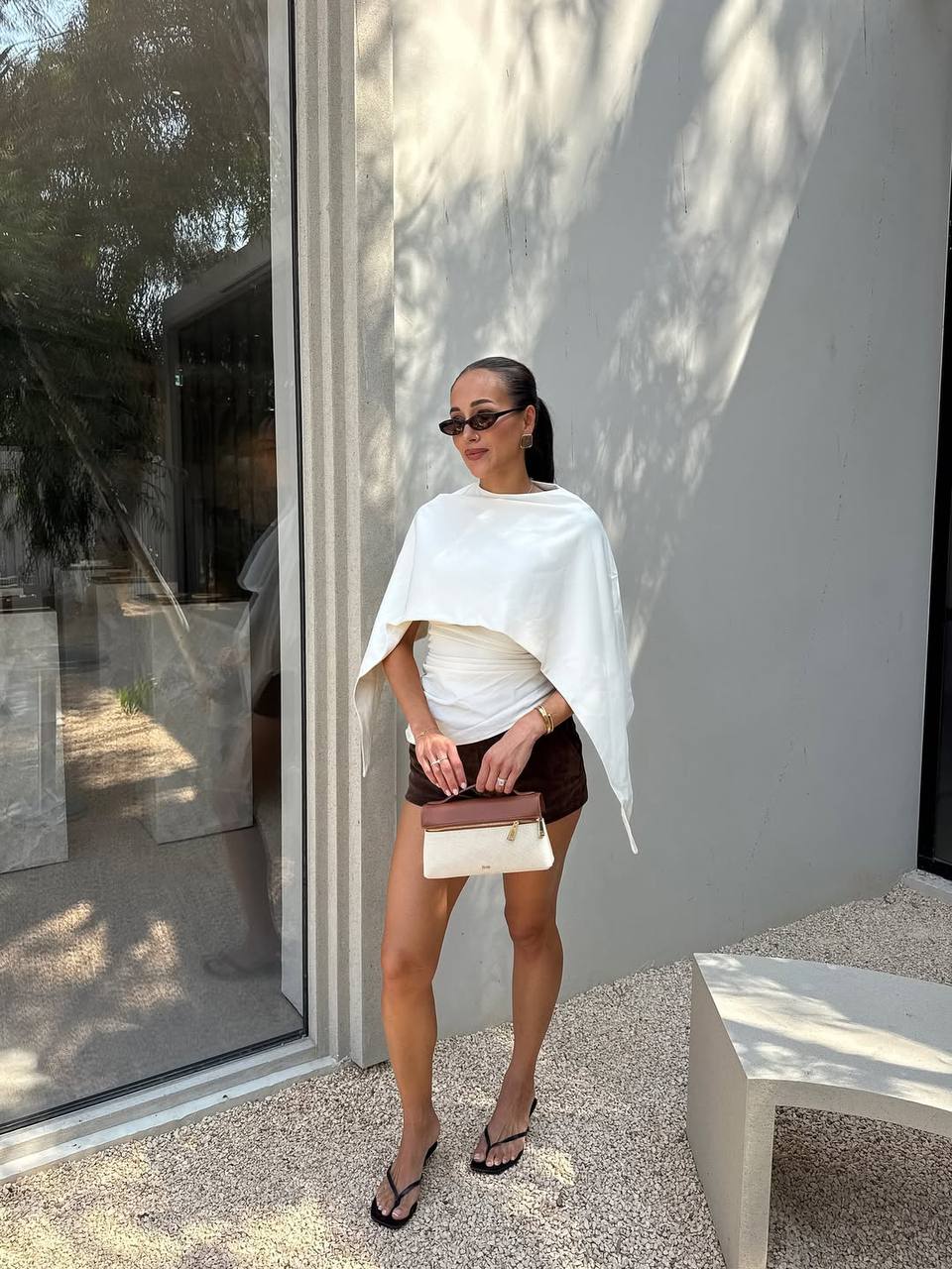 Thea Top Handle Bag - Brown Canvas
