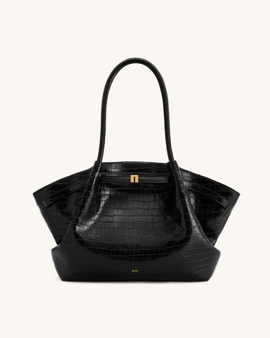 Hana Large Tote Bag - Black Croc