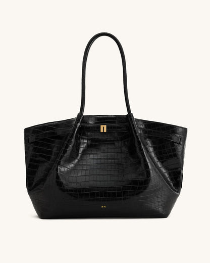 Hana Large Tote Bag - Black Croc