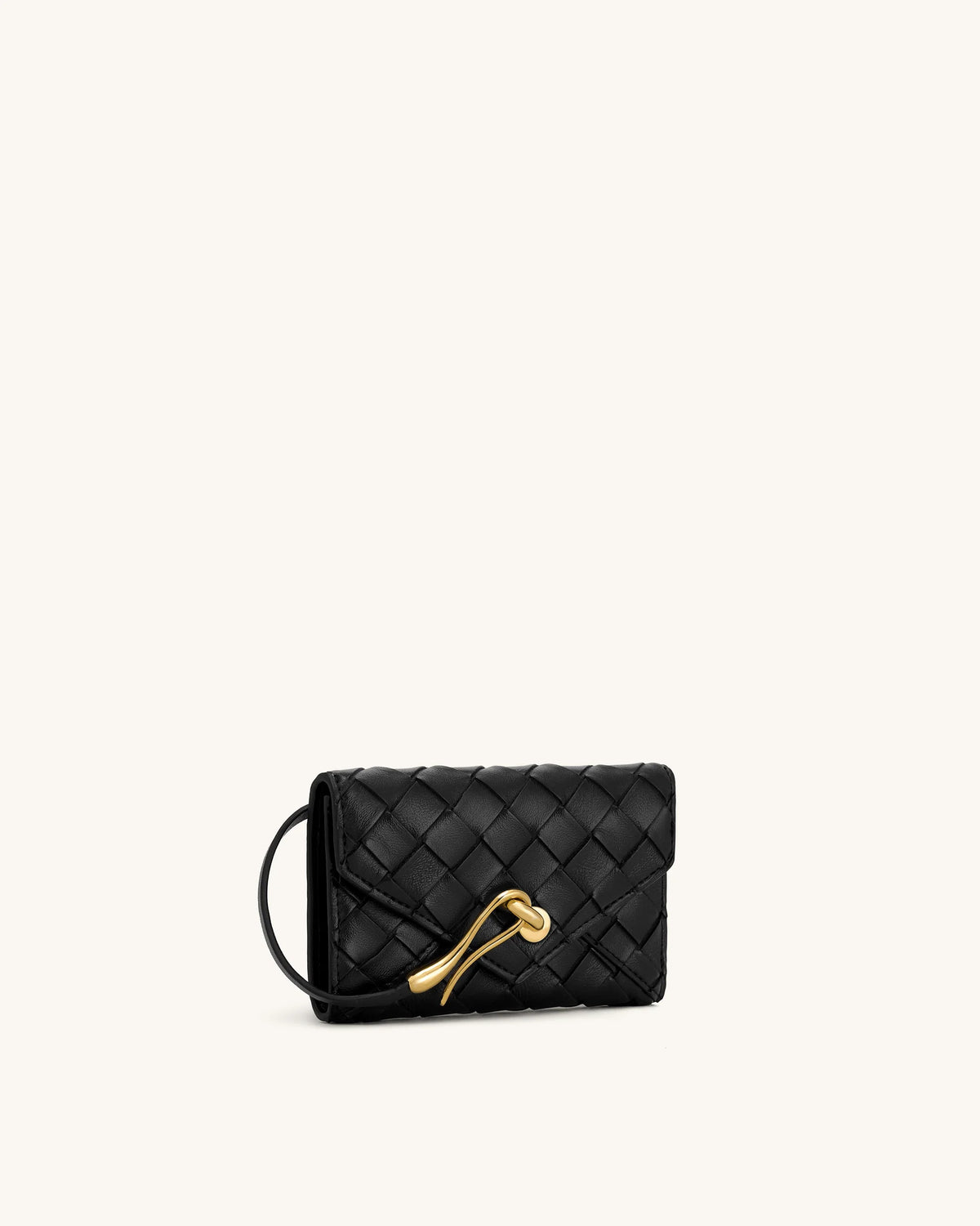 Celeste Woven Textured Envelope Wallet - Black