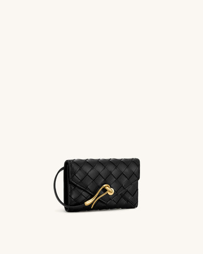 Celeste Woven Textured Envelope Wallet - Black