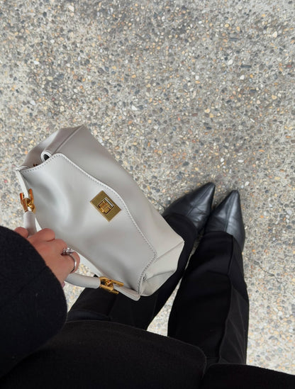 Lucia Classic Top Handle Bag - Light Gray