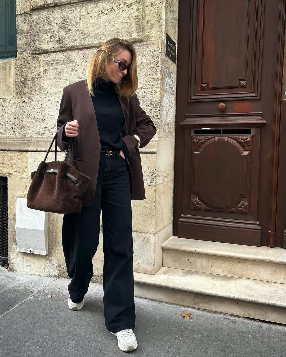 Hana Medium Faux Fur Tote Bag - Mocha Brown