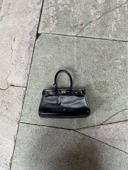 Ziva Metal Lock Decoration Tote Bag - Black