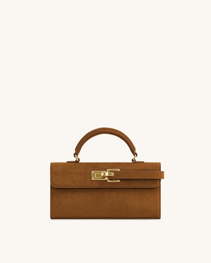 Keyla Faux Suede Top Handle Bag - Brown