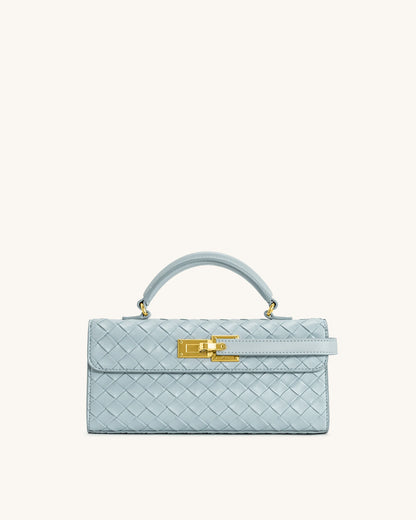 Keyla Weave Texture Top Handle Bag - Blue