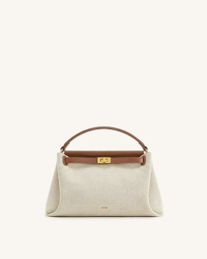 Carmen Top Handle Bag - Brown Canvas