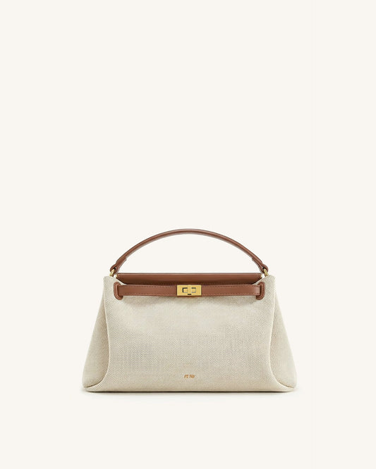 Carmen Top Handle Bag - Brown Canvas