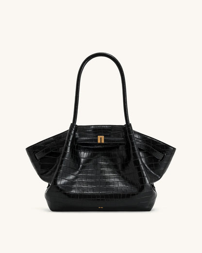Hana medium tote Bag - Black croc