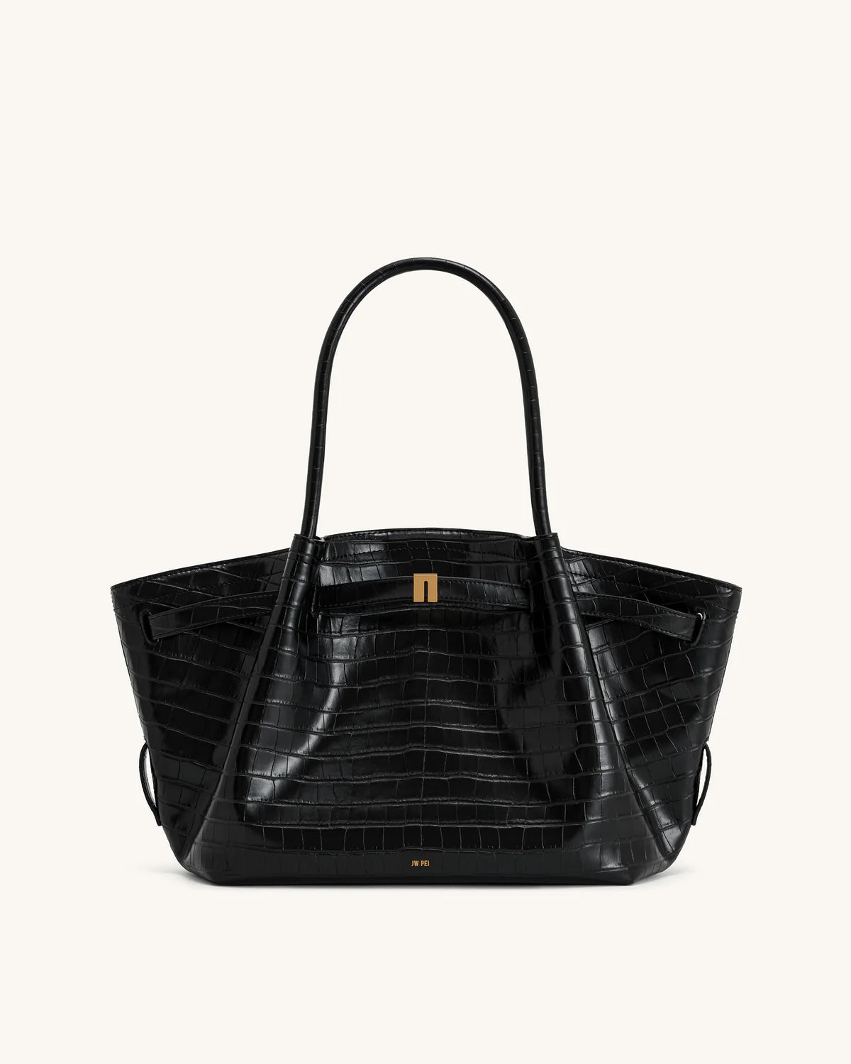 Hana medium tote Bag - Black croc