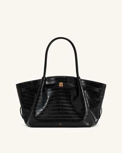 Hana medium tote Bag - Black croc