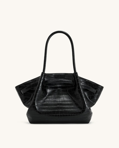 Hana medium tote Bag - Black croc