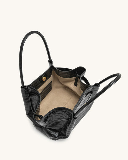 Hana medium tote Bag - Black croc