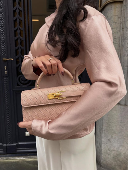 Keyla Weave Texture Top Handle Bag - Pink